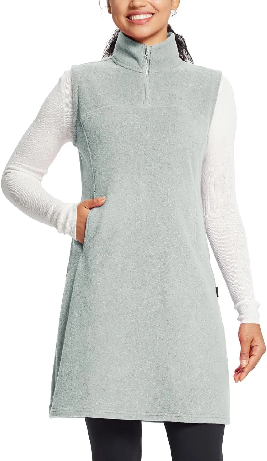 baleaf Women's Fleece Dress Sweatshirt Tunic Long Quarter Zip Pullover Polar Winter Dress Cover Ups Pocket