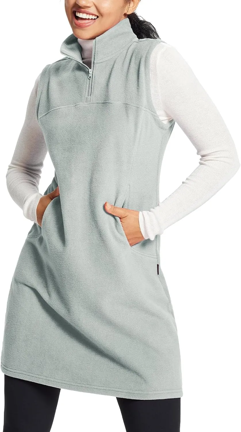 baleaf Women's Fleece Dress Sweatshirt Tunic Long Quarter Zip Pullover Polar Winter Dress Cover Ups Pocket