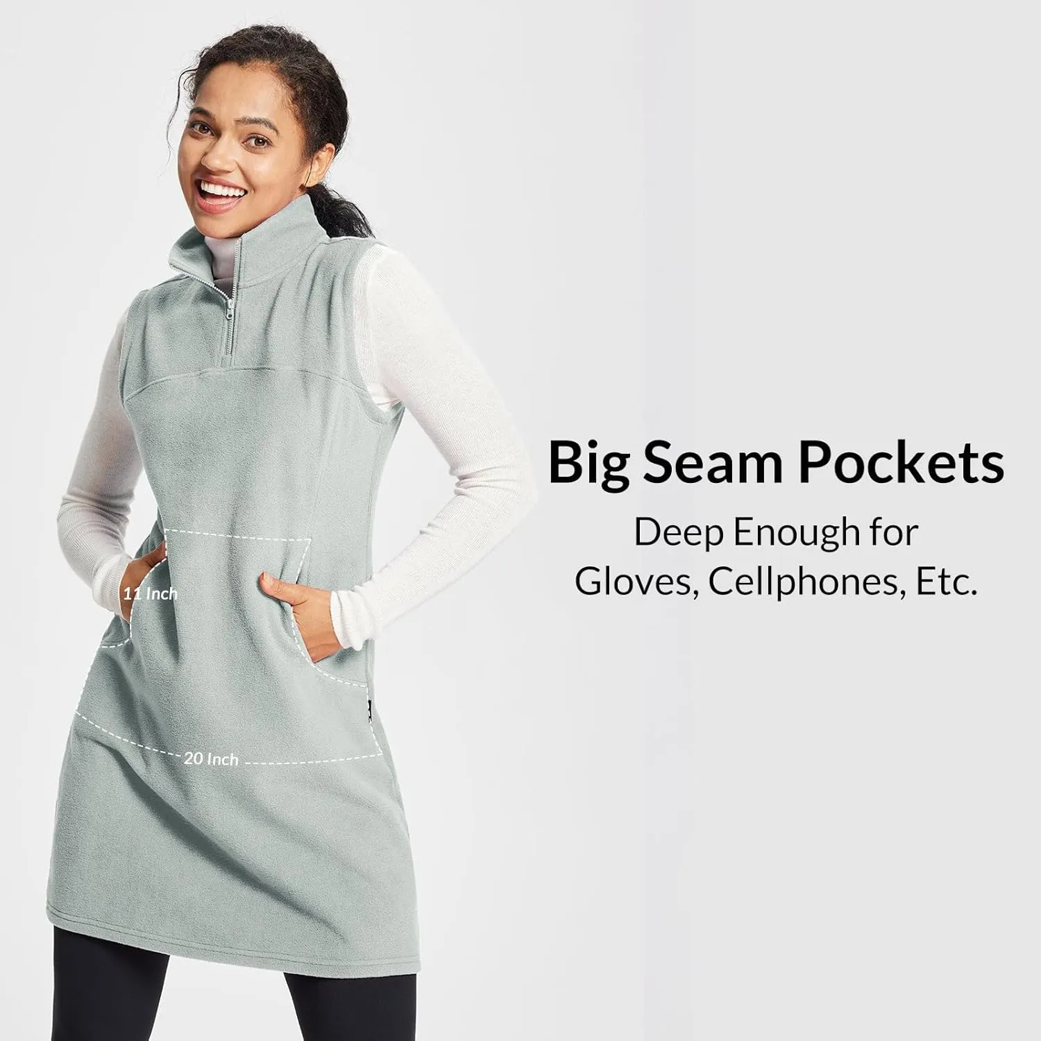 baleaf Women's Fleece Dress Sweatshirt Tunic Long Quarter Zip Pullover Polar Winter Dress Cover Ups Pocket