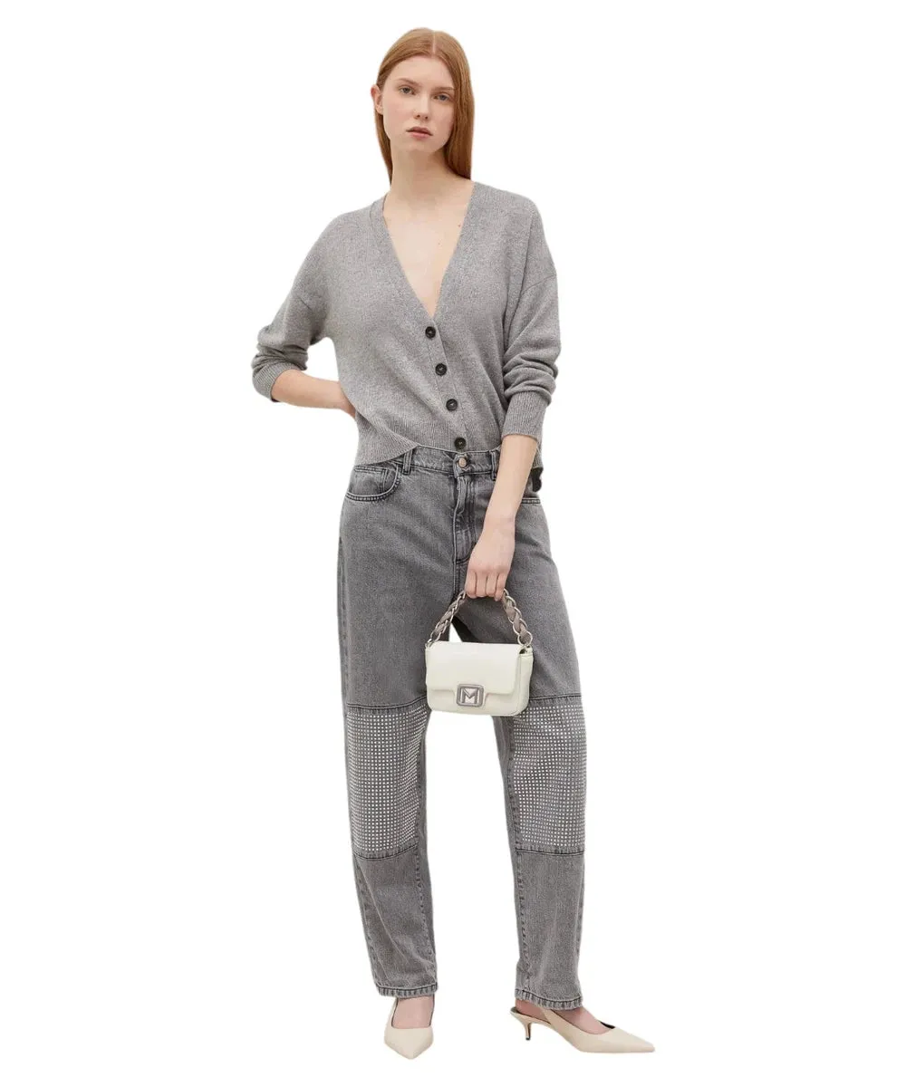 Cardigan Boxy Scorpio in Lana e Cashmere con Scollo a V