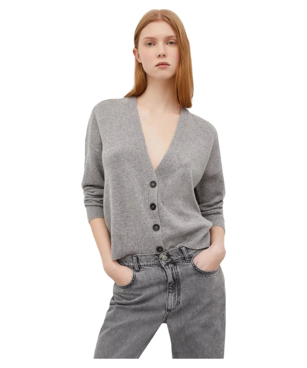 Cardigan Boxy Scorpio in Lana e Cashmere con Scollo a V