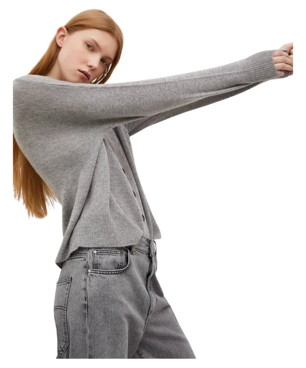 Cardigan Boxy Scorpio in Lana e Cashmere con Scollo a V