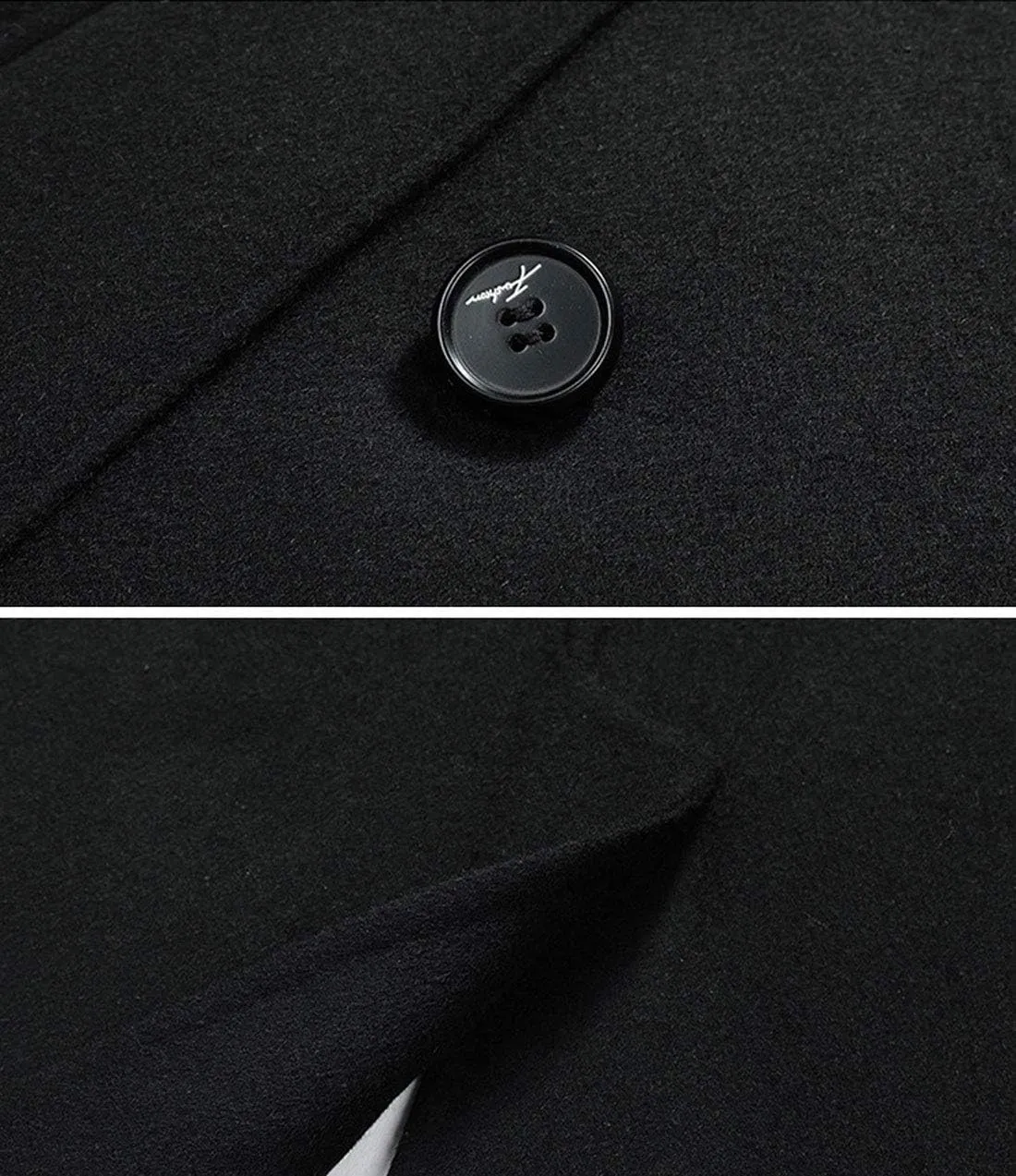ebossy Men's Double Breasted Tailored Wool Blend Long Pea Coat Overcoat