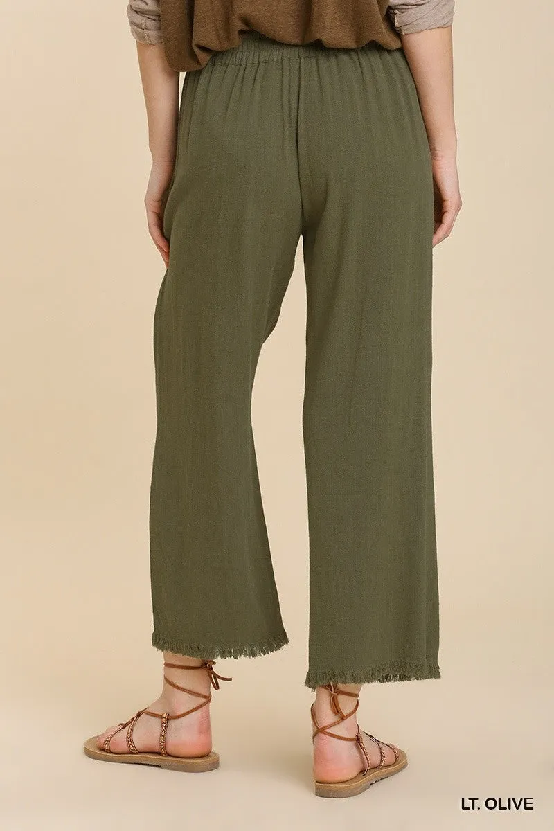 Frayed Hem Wide Leg Pants