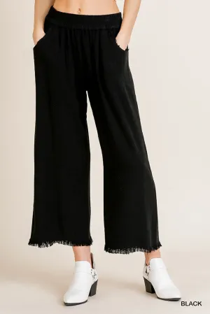 Frayed Hem Wide Leg Pants