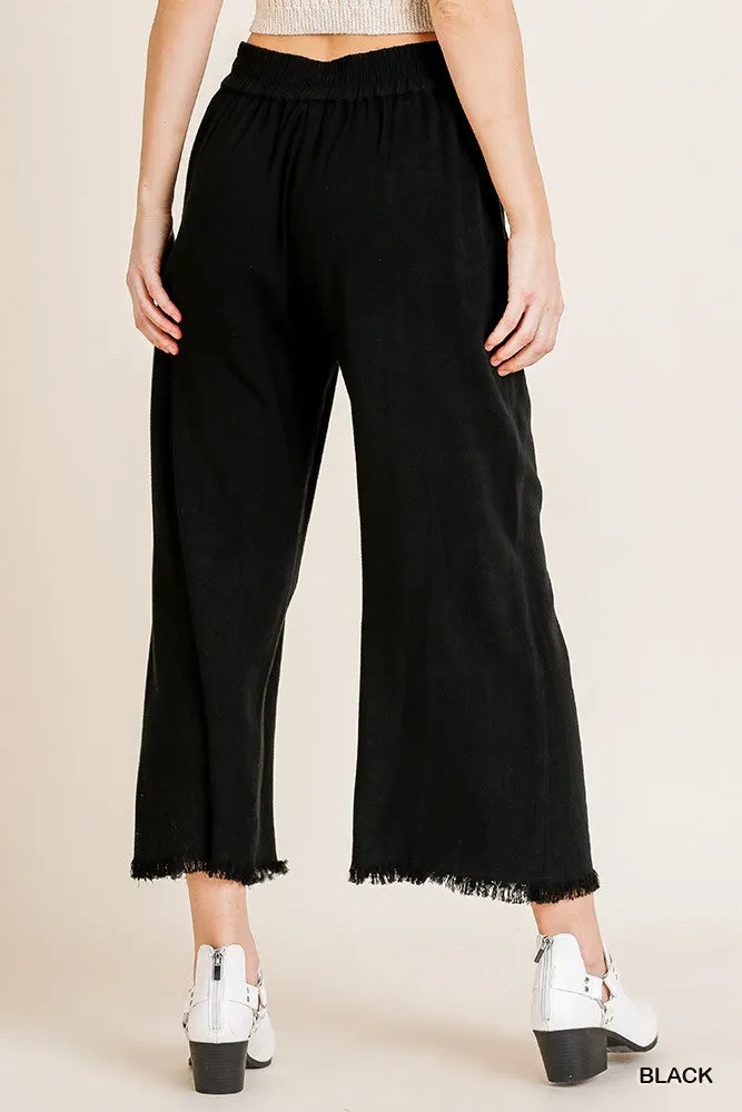 Frayed Hem Wide Leg Pants