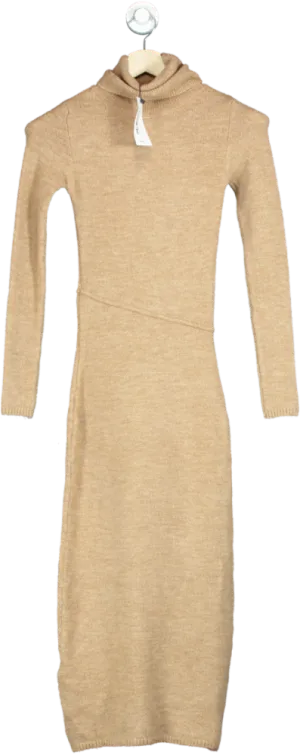 Mango Beige Knitted Midi Dress UK XXS
