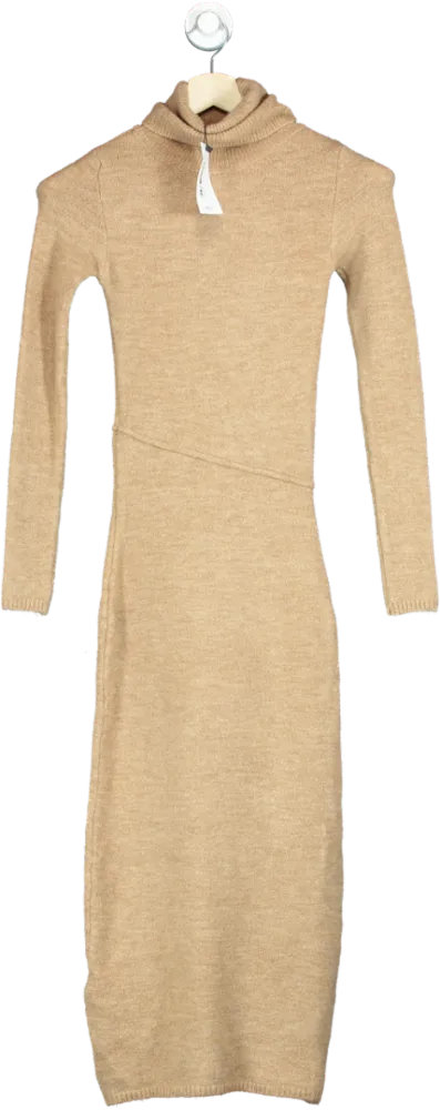 Mango Beige Knitted Midi Dress UK XXS