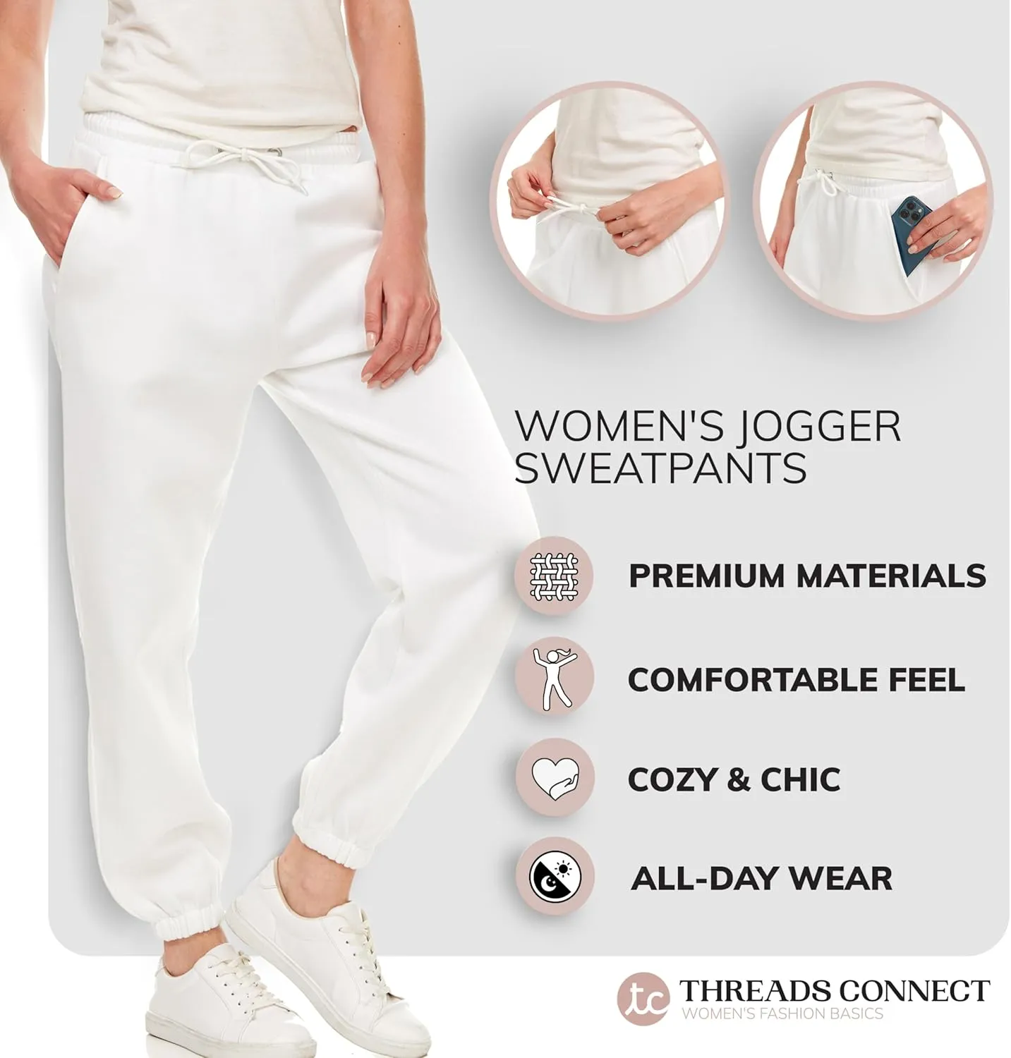 Sweatpants for Women, Closed Cinch Bottom Fleece Lounge Womens Oversized Joggers