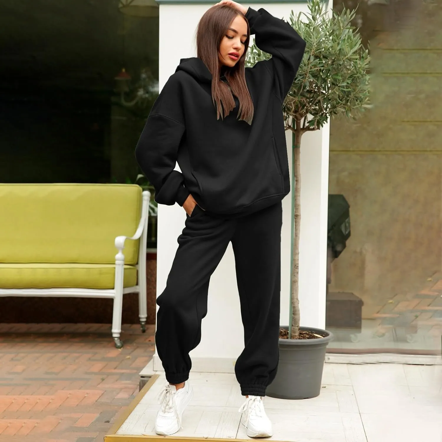 Sweatsuits For Women Set 2 Piece Hoodie Fall Long Sleeve Pullover And Long Pants Lounge Sets Oversize Y2K Tracksuit