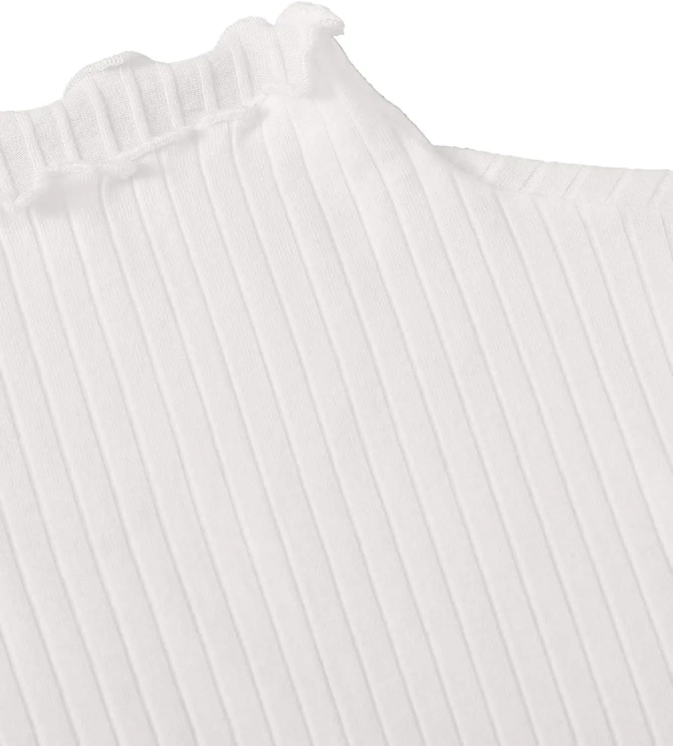 SweatyRocks Women's Casual High Neck Long Sleeve Ribbed Tee Slim Fit Stretch Striped Knit T Shirts