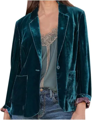 Women's Solid Long Sleeve Velvet Blazer Jacket Open Front Cardigan Coat with Pockets Fashion Casual Blazers Outerwear