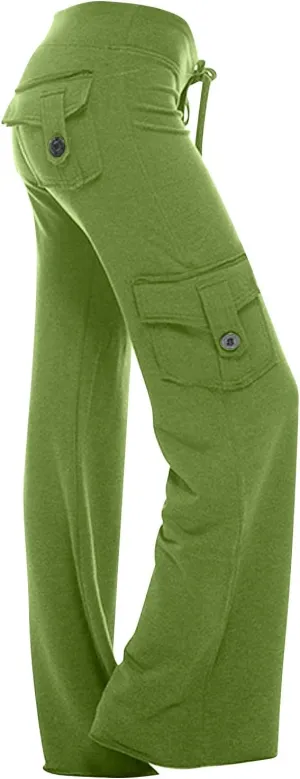 Xiaojmake Wide Leg Cargo Pant with Pockets Women High Waisted Bootcut Yoga Pants Casual Plus Size Stretch Flare Leggings 2025
