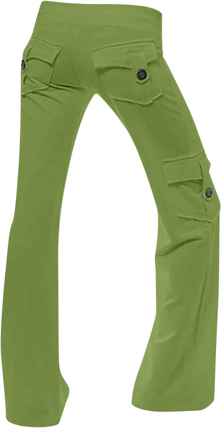 Xiaojmake Wide Leg Cargo Pant with Pockets Women High Waisted Bootcut Yoga Pants Casual Plus Size Stretch Flare Leggings 2025