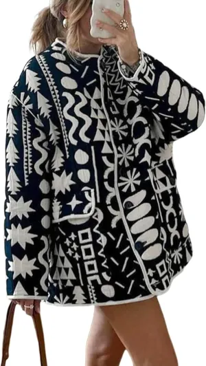 YKR Women's Quilted Lightweight Jacket Floral Print Padded Cardigan Button Down Puffer Coat Outwear