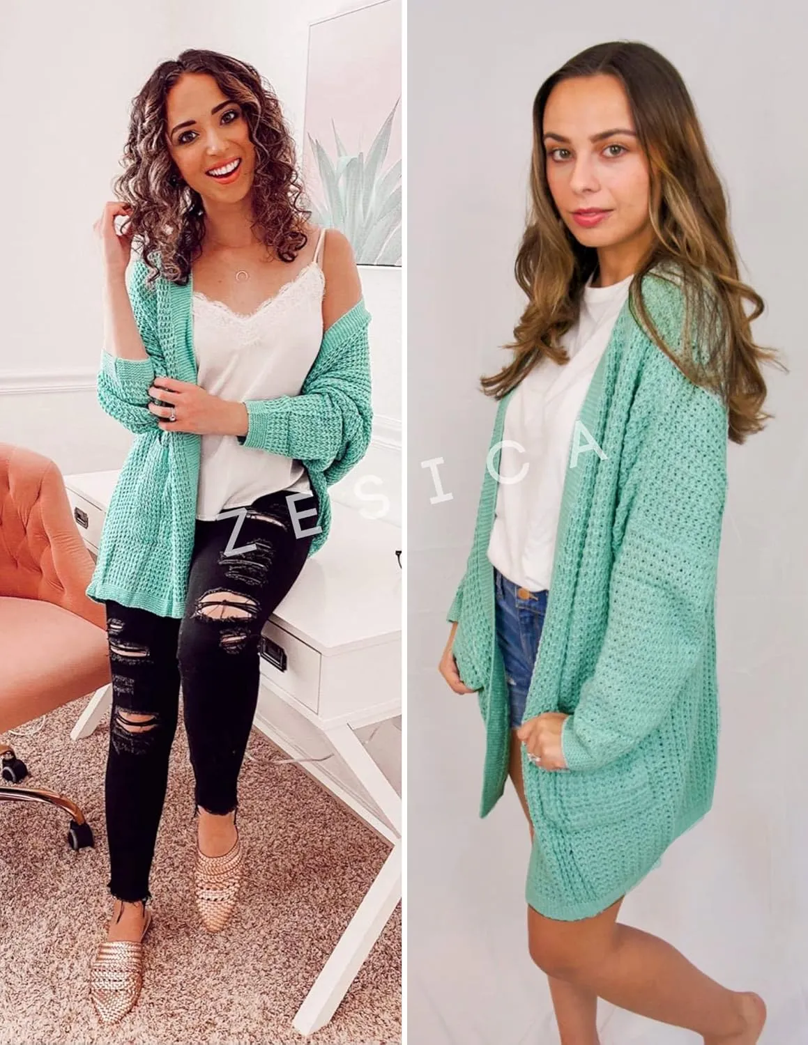 ZESICA Women's Fall Long Batwing Sleeve Open Front Chunky Knit Cardigan Sweater