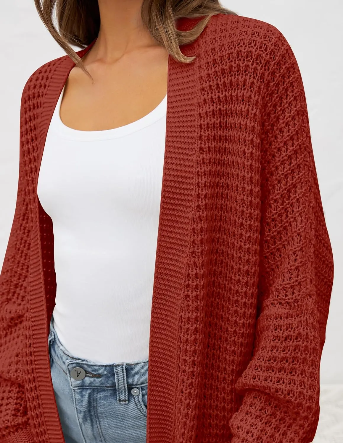 ZESICA Women's Fall Long Batwing Sleeve Open Front Chunky Knit Cardigan Sweater