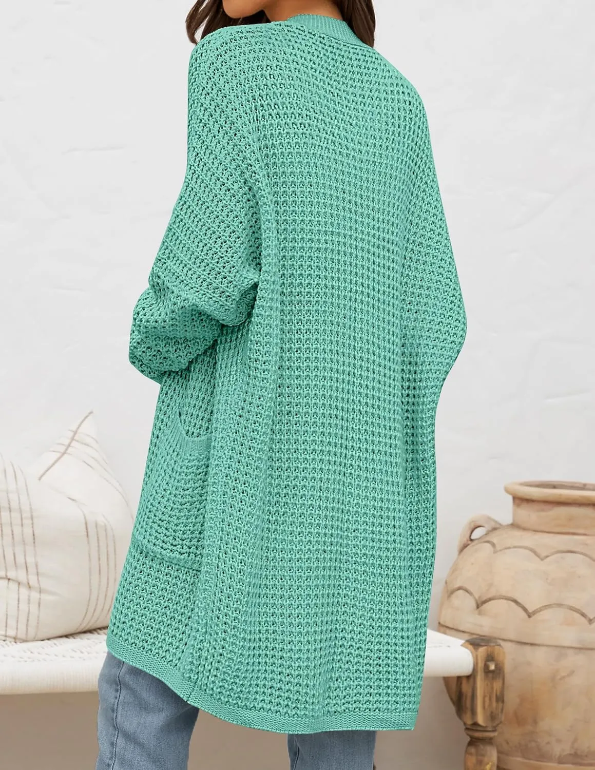 ZESICA Women's Fall Long Batwing Sleeve Open Front Chunky Knit Cardigan Sweater