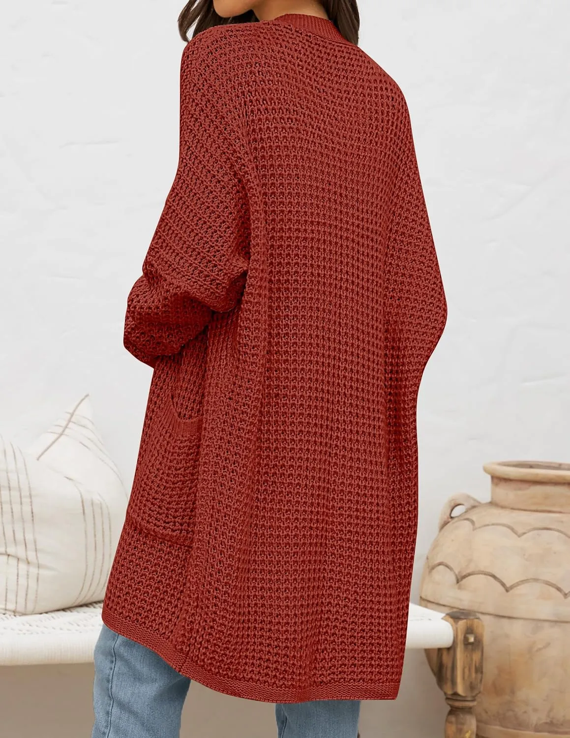 ZESICA Women's Fall Long Batwing Sleeve Open Front Chunky Knit Cardigan Sweater