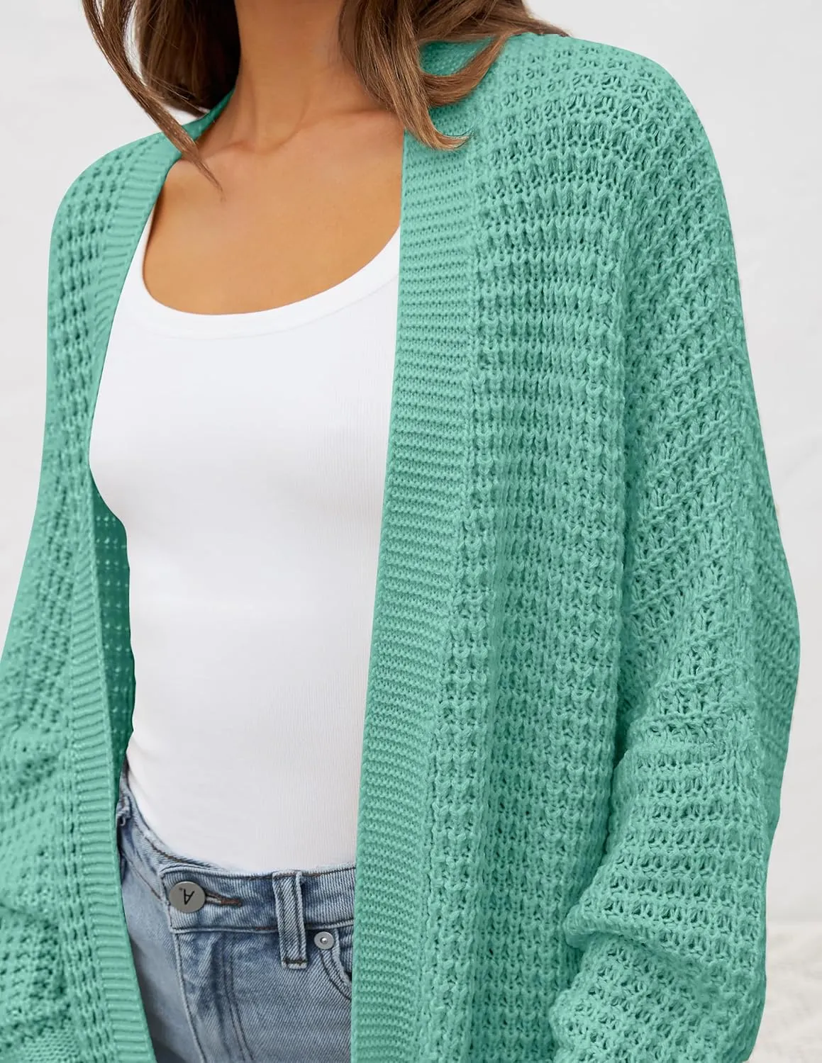 ZESICA Women's Fall Long Batwing Sleeve Open Front Chunky Knit Cardigan Sweater